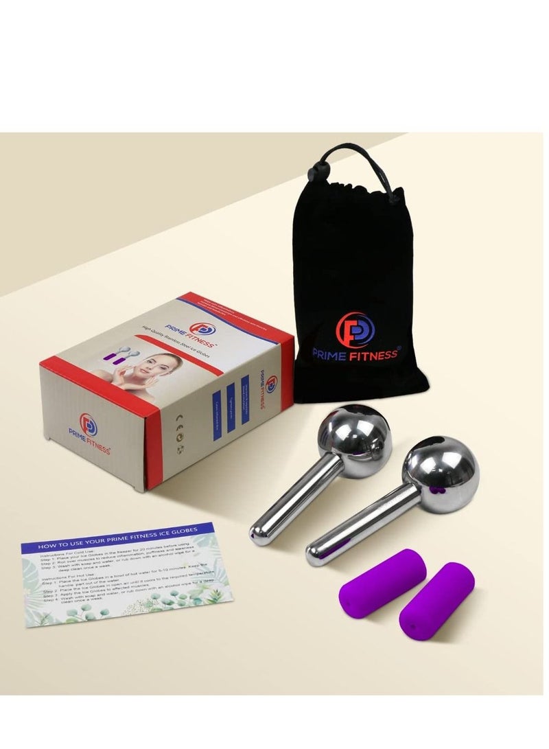 Ice Globes for Facials Unbreakable Steel Cooling Roller Cryo Sticks for Face Massager for Face Neck & Eyes Skin Care for Dark Circles Puffiness Wrinkles Collagen Production Purple