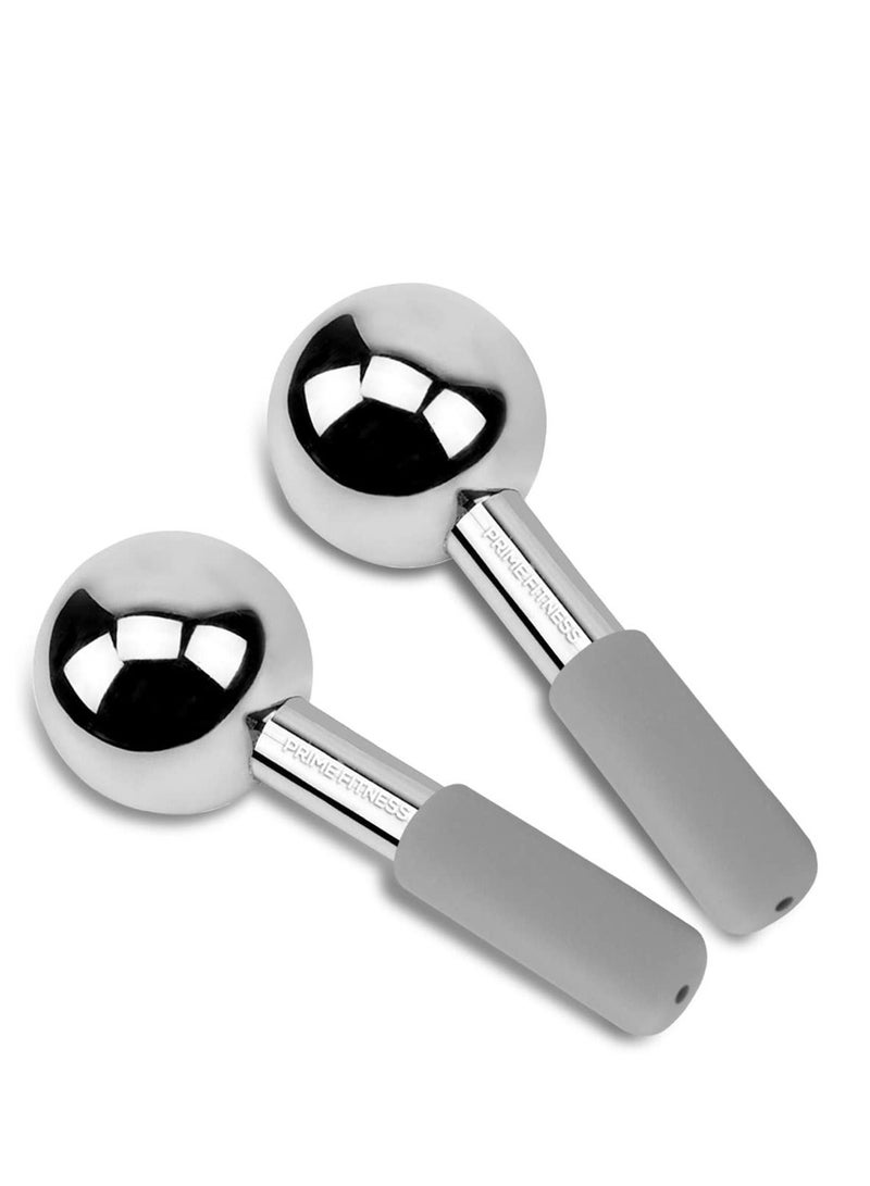 Ice Globes for Facials Unbreakable Steel Cooling Roller Cryo Sticks for Face Massager for Face Neck & Eyes Skin Care for Dark Circles Puffiness Wrinkles Collagen Production Grey