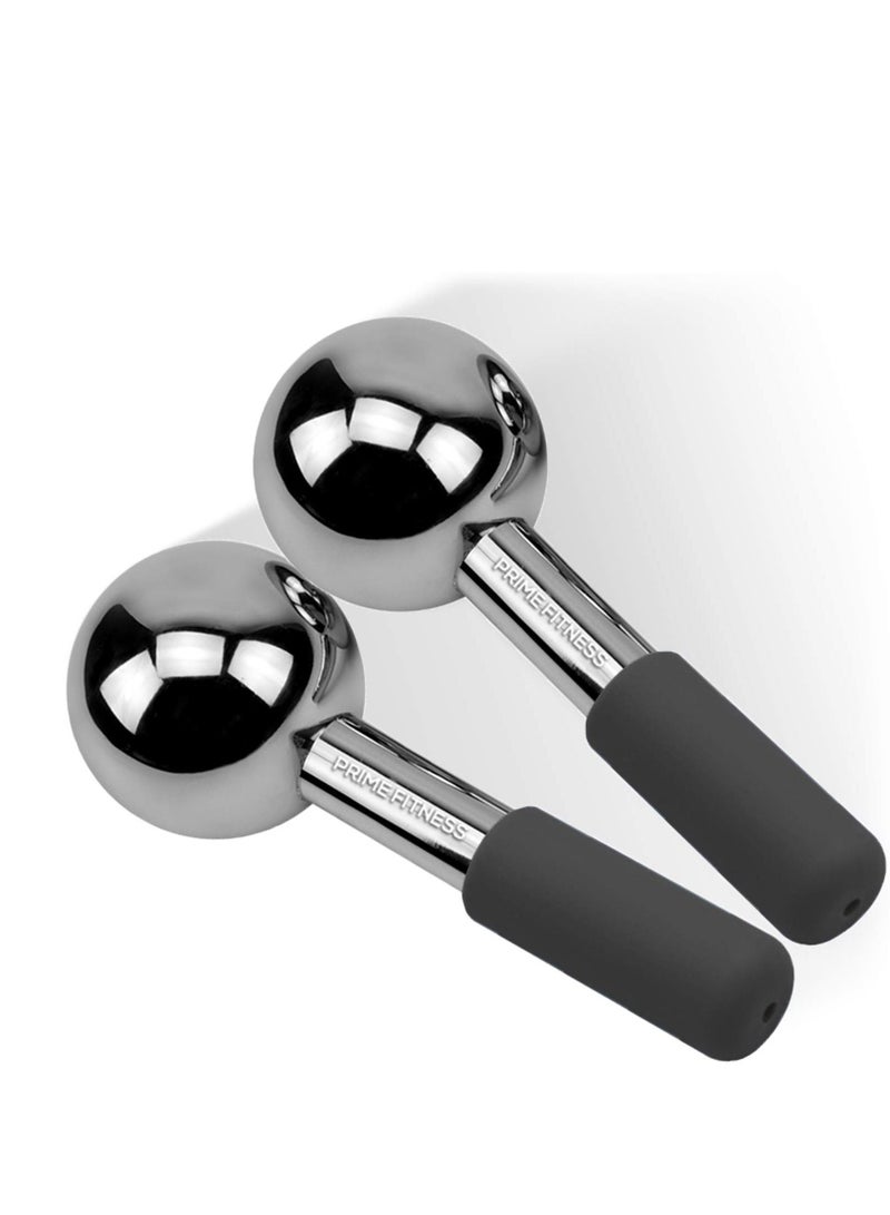 Ice Globes for Facials Unbreakable Steel Cooling Roller Cryo Sticks for Face Massager for Face Neck & Eyes Skin Care for Dark Circles Puffiness Wrinkles Collagen Production Black