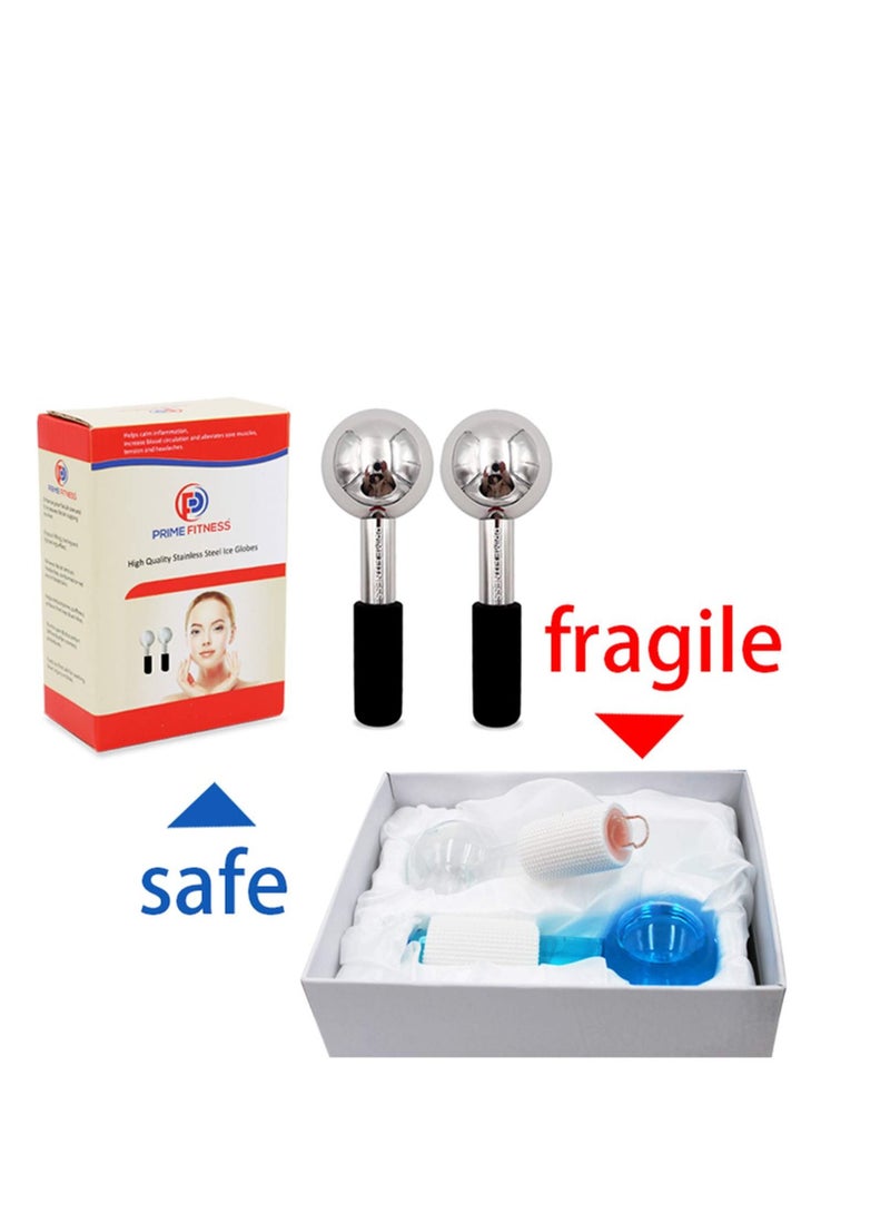 Ice Globes for Facials Unbreakable Steel Cooling Roller Cryo Sticks for Face Massager for Face Neck & Eyes Skin Care for Dark Circles Puffiness Wrinkles Collagen Production Black