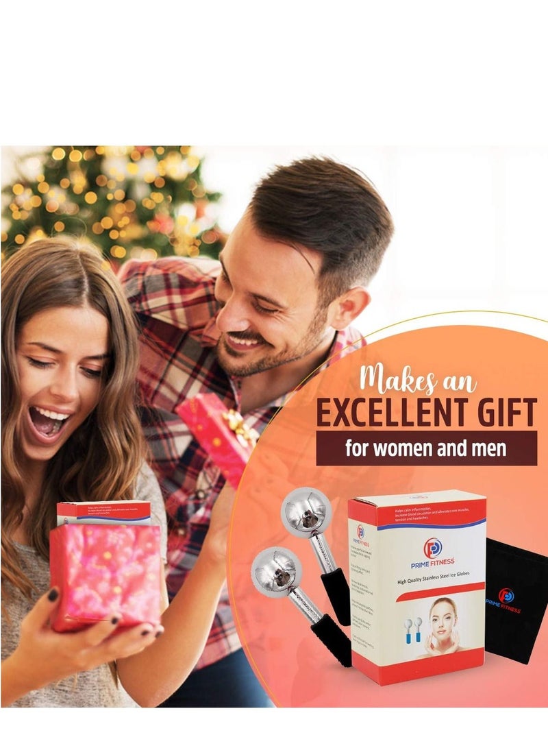 Ice Globes for Facials Unbreakable Steel Cooling Roller Cryo Sticks for Face Massager for Face Neck & Eyes Skin Care for Dark Circles Puffiness Wrinkles Collagen Production Black