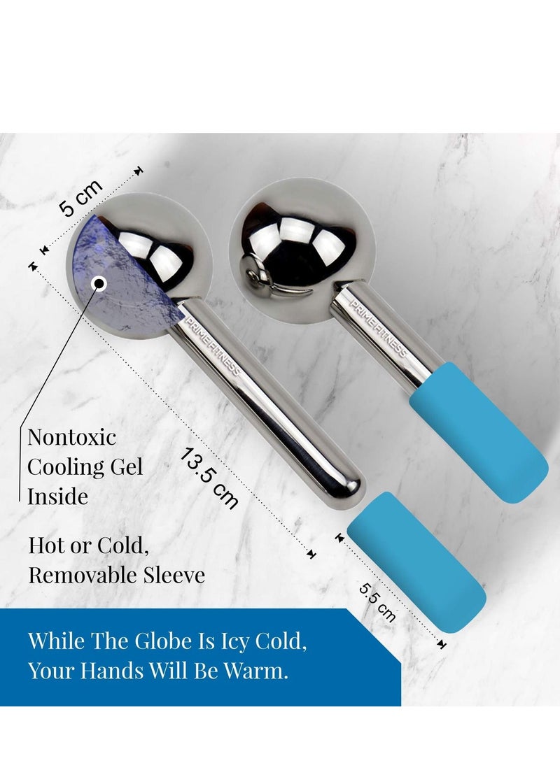 Ice Globes for Facials | Unbreakable Steel Cooling Roller | Cryo Sticks for Face | Massager for Face Neck & Eyes | Skin Care for Dark Circles, Puffiness, Wrinkles, Collagen Production (BLUE)
