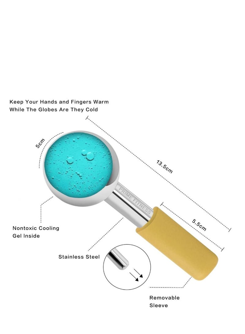 Ice Globes for Facials Unbreakable Steel Cooling Roller Cryo Sticks for Face Massager for Face Neck & Eyes Skin Care for Dark Circles Puffiness Wrinkles Collagen Production Gold