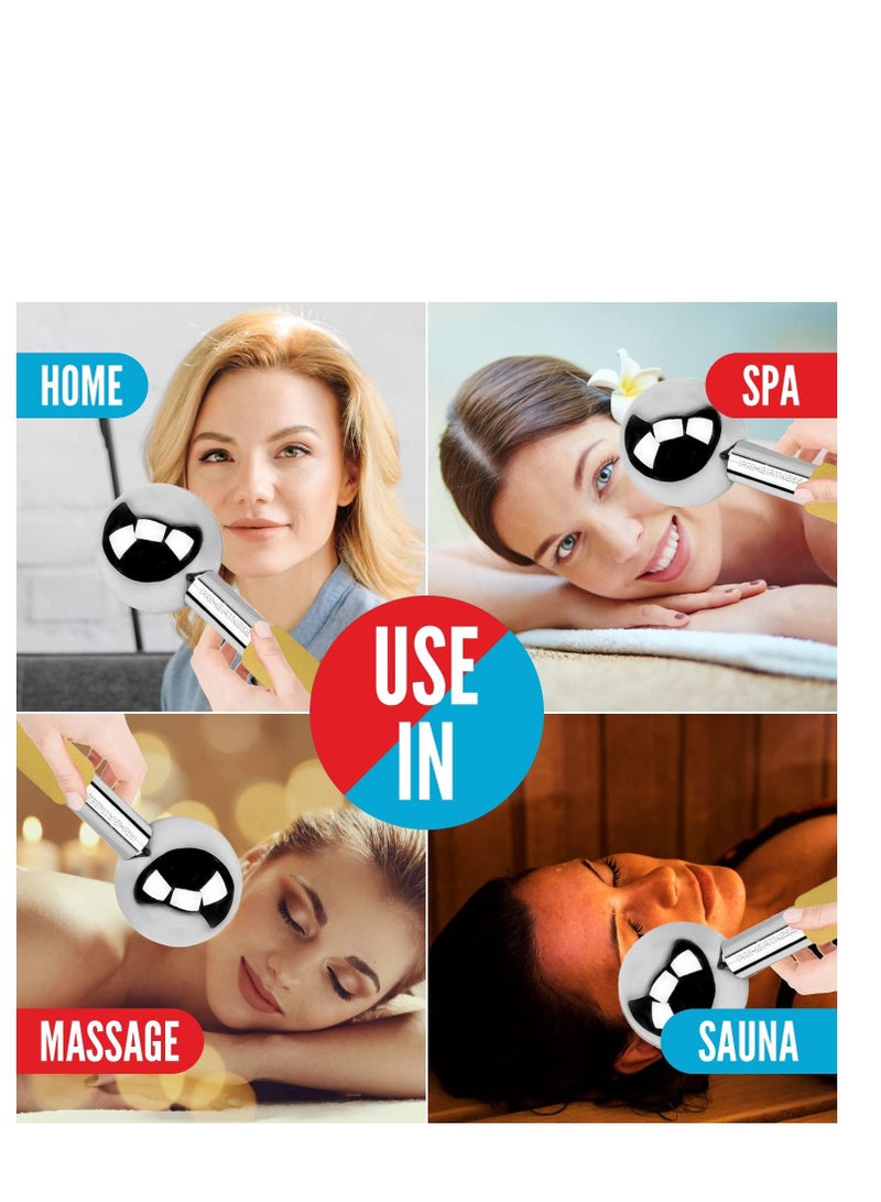 Ice Globes for Facials Unbreakable Steel Cooling Roller Cryo Sticks for Face Massager for Face Neck & Eyes Skin Care for Dark Circles Puffiness Wrinkles Collagen Production Gold