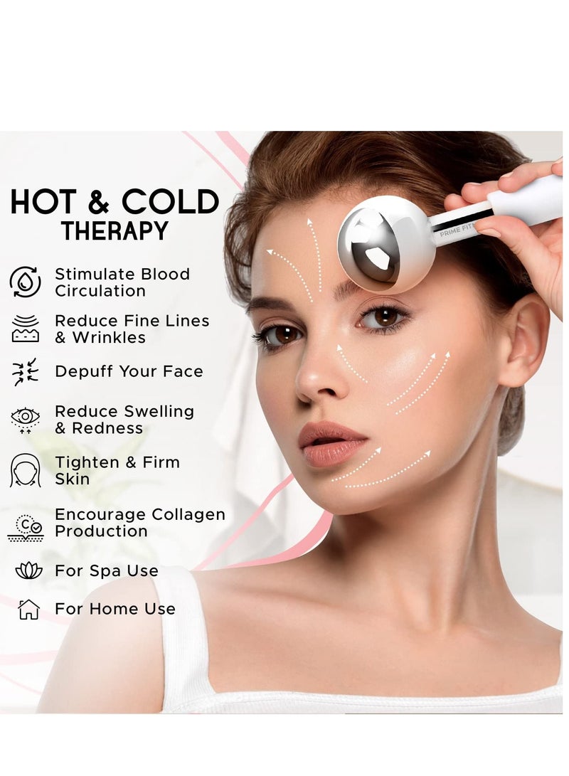 Ice Globes for Facials | Unbreakable Steel Cooling Roller | Cryo Sticks for Face | Massager for Face Neck & Eyes | Skin Care for Dark Circles, Puffiness, Wrinkles, Collagen Production (WHITE)