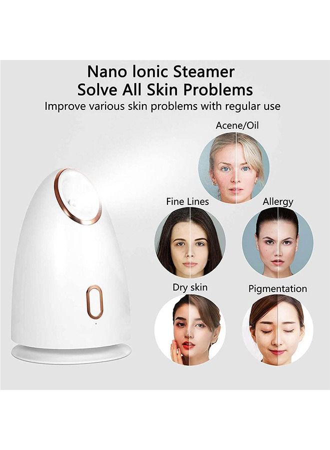 Nano Face Steamer for Facial 3in1 Essential Oil Diffuse Deep Cleaning Skin Tightening With 150ml Water Tank Blackhead Remover Kit &Hair Band.