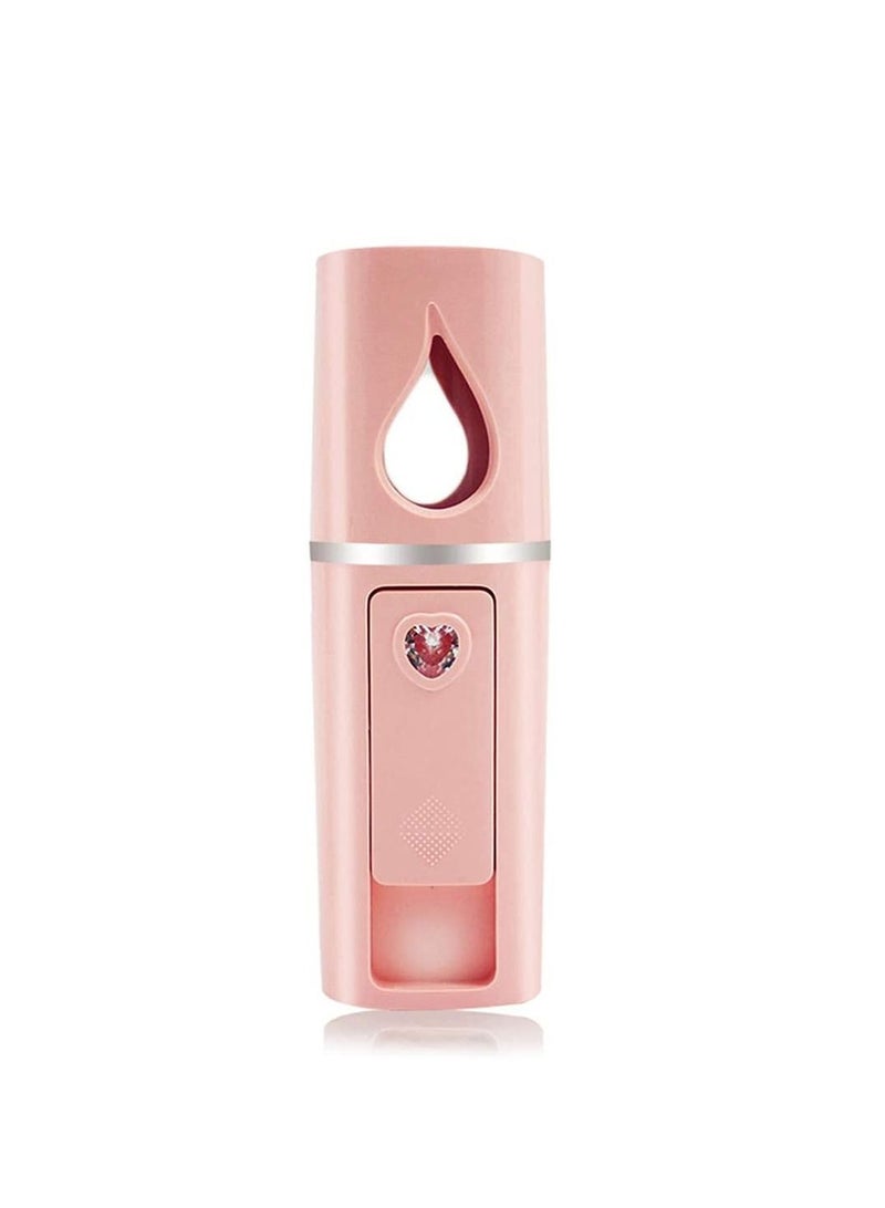Nano Moisture Meter, Handheld USB Rechargeable Moisturizer, Intimate Mirror Design on The Top, Cold Mist Humidifier, Moisturizing and Skin Care, Makeup (Pink, 1 Piece)