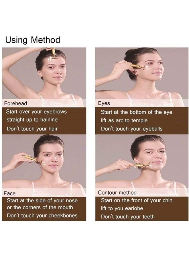 GOODYBUY Beauty Bar 24k Gold Skin Care Face Massager Roller, 2 in 1 Electric 3D Roller and T Shape Energy Beauty Bar for Face Lift and Skin Tightening