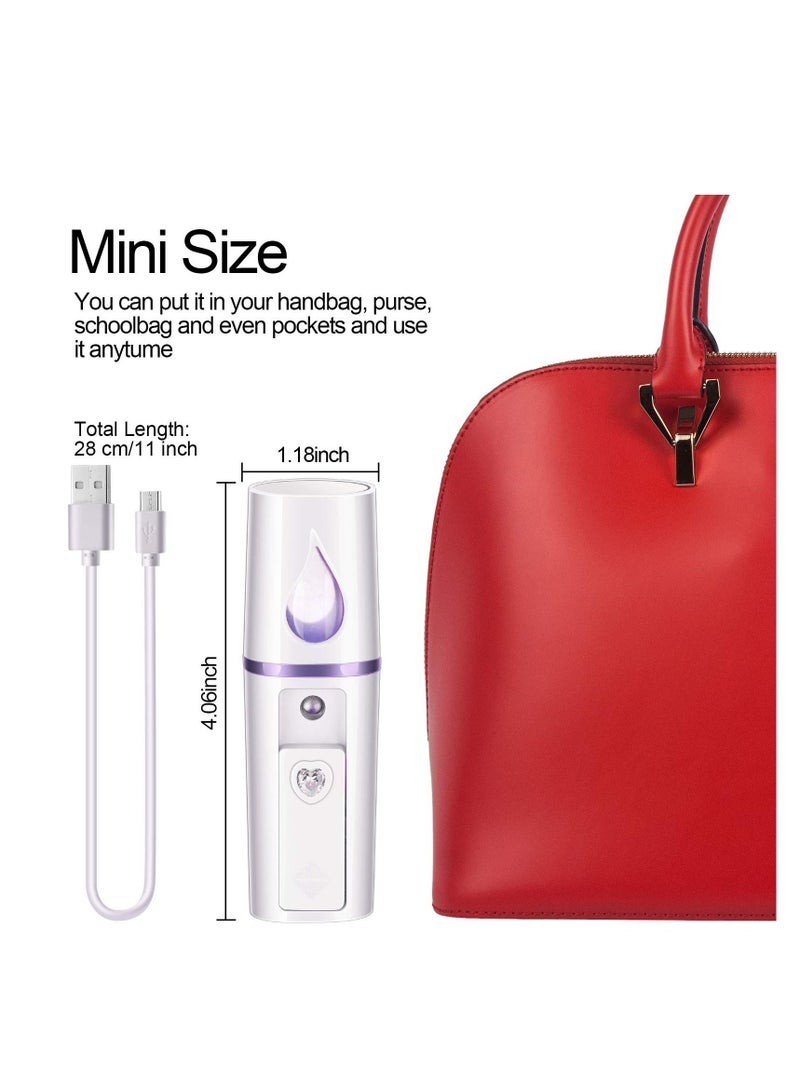 2 Pieces Portable Mini Face Mist, Steamer Handy Mist Sprayer with Mirror Design for Skin Care, Makeup, Eyelash Extension, Hand Extensions Atomization Machine Facial Hydrating (White)
