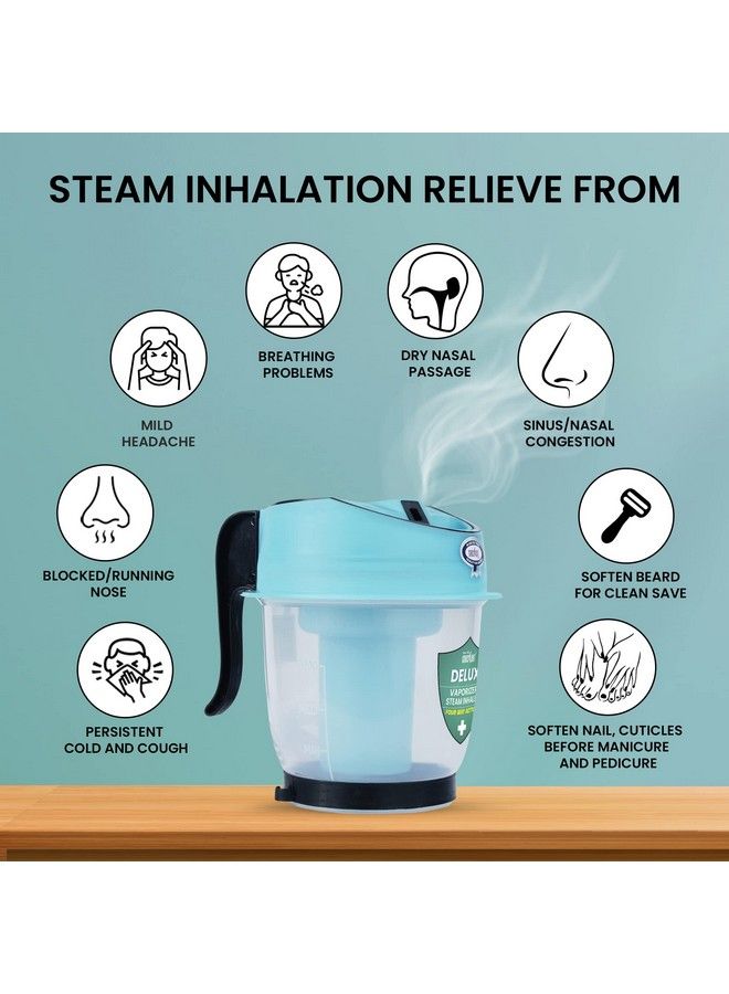 Facial Steamer Vaporiser For Cold And Cough; Steamer Vaporizer; Steam Inhaler; Stemer For Face Nose Congestion; Separate Water Storage Jar; For Women Men Adults; Ice Blue