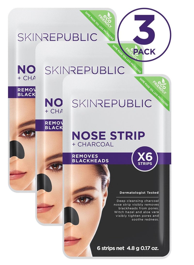 Charcoal Nose Strip (6 Nose Strips) - Removes Blackheads Instantly Pack Of 3