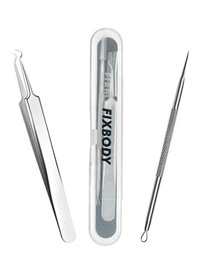 3-Piece Blackhead And Splinter Remover Tool Kit Silver