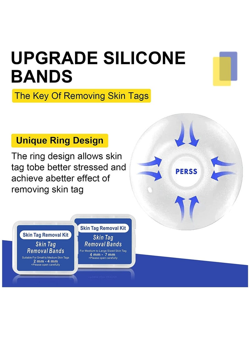 Skin Tag Removal Kit 2in1 Safe for Most Body Parts Painless Skin Tag Removal Kit for Small to Medium 5mm Skin Tags Includes Micro bands, Cleansing wipes & Repair patches Unisex