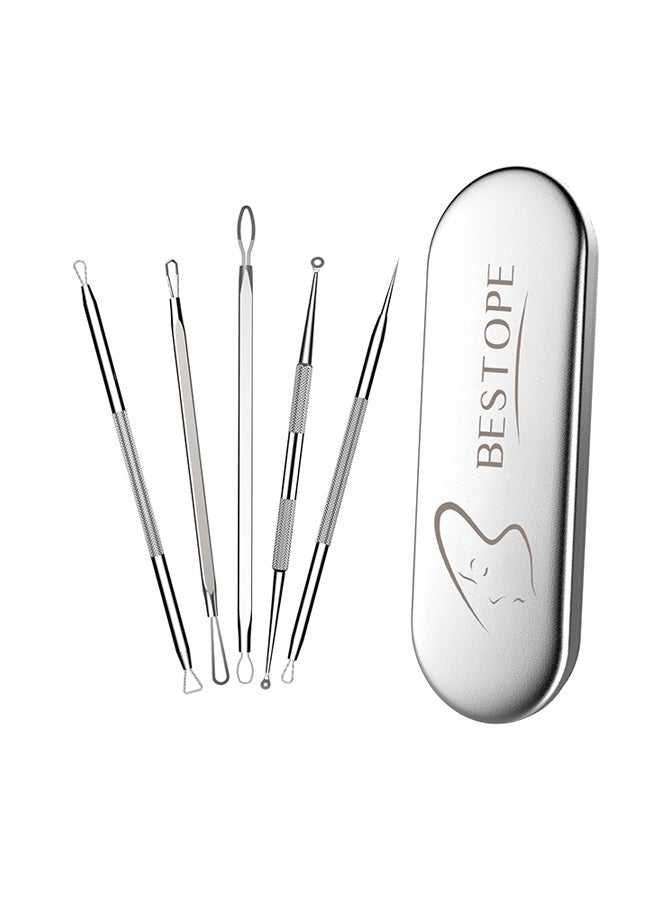 Blackhead Remover Kit With Metal Case Silver