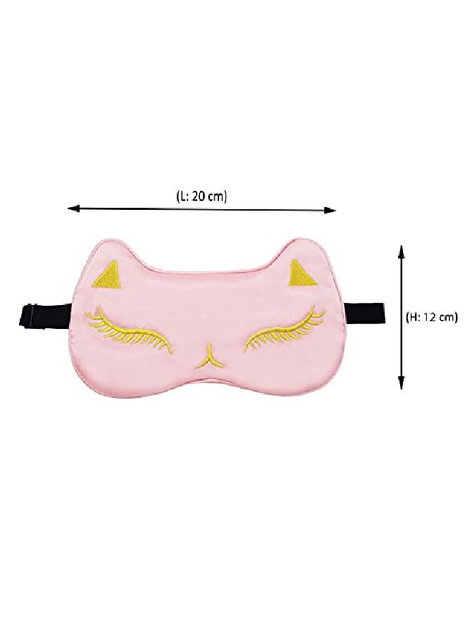 ™ l Silk Kitty Design Sleep Mask Cover for Insomnia Puffy Eyes and Dark Circles With Gel (BabyPink)