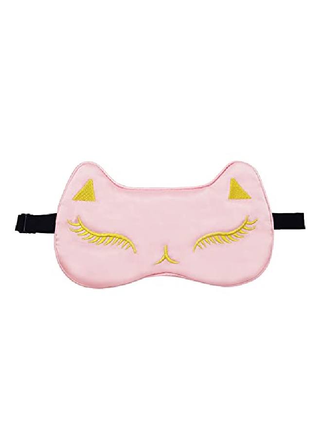 ™ l Silk Kitty Design Sleep Mask Cover for Insomnia Puffy Eyes and Dark Circles With Gel (BabyPink)