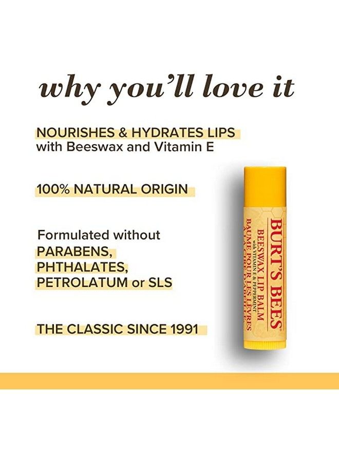 Burt'S Bees Holiday Gift 5 Stocking Stuffer Products Everyday Essentials Set - Original Beeswax Lip Balm Deep Cleansing Cream. Hand Salve Body Lotion & Foot Cream Travel Size