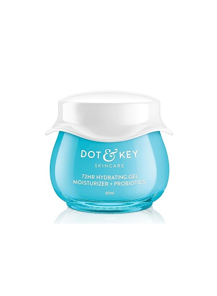 Dot & Key 72 HR HYDRATING GEL + PROBIOTICS 60 ml, with Hyaluronic Acid, Kombucha & Rice Water, Oil-Free, Non Comedogenic, Lightweight gel moisturizer, for all skin types