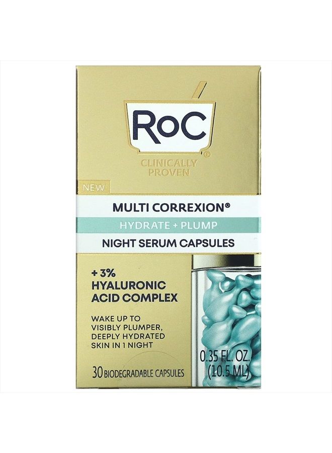 Multi Correxion, Hydrate + Plump, Night Serum Capsules, Fragrance-Free, 30 Biodegradable Capsules, RoC