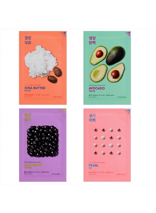 [Holika Holika] Pure Essence Mask Sheet 20ml Pack of 10, 100% Natural Tencel Sheet, Easy to Open