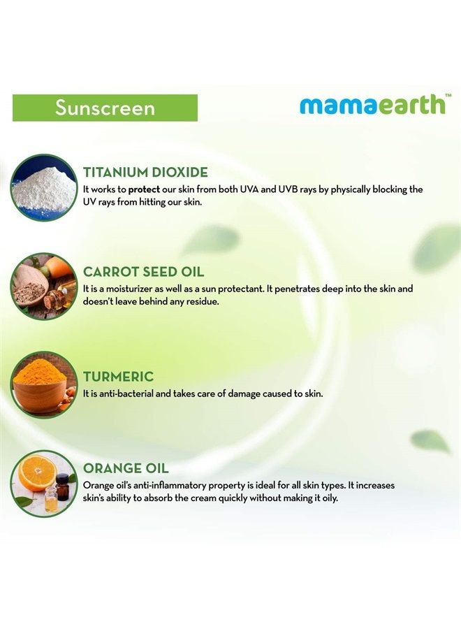 Mamaearth's Ultra Light Natural Sunscreen Lotion SPF 50 PA+++ With Turmeric & Carrot Seed, 80ml