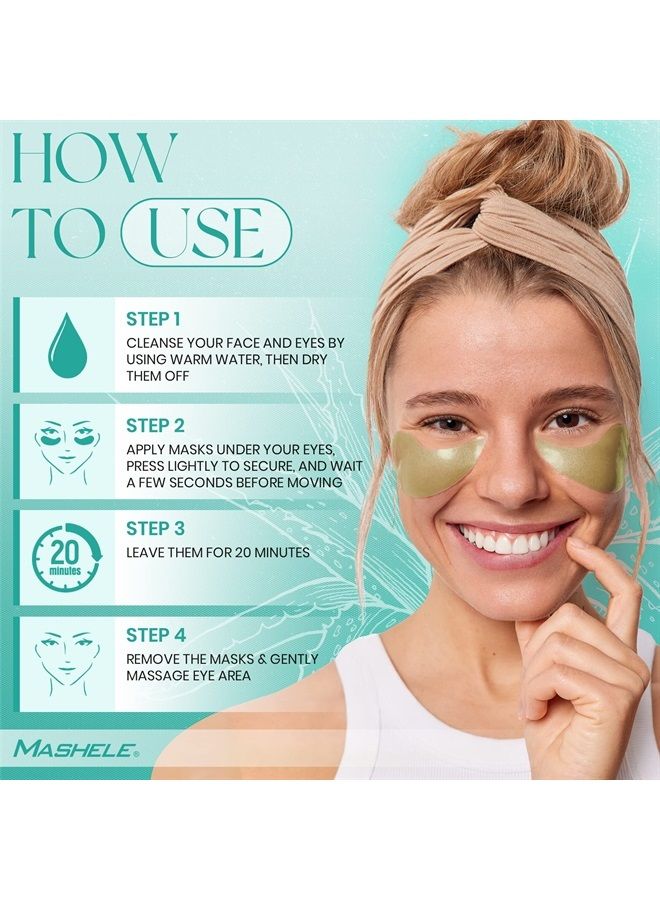 Aloe Vera Gel Eye Mask Skin Care - 60 Pcs - Hyaluronic Acid Collagen Under Eye Patches for Dark Circles and Puffiness - Reduce Wrinkle Patches - Pure Natural Extract Korean Eye Patch