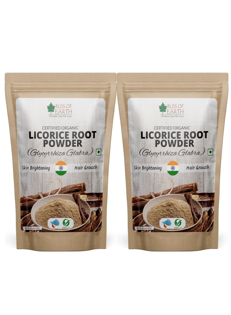 453gm Organic Licorice Root Powder For Eating Skin Whitening Great for Hair & face Pack of 2