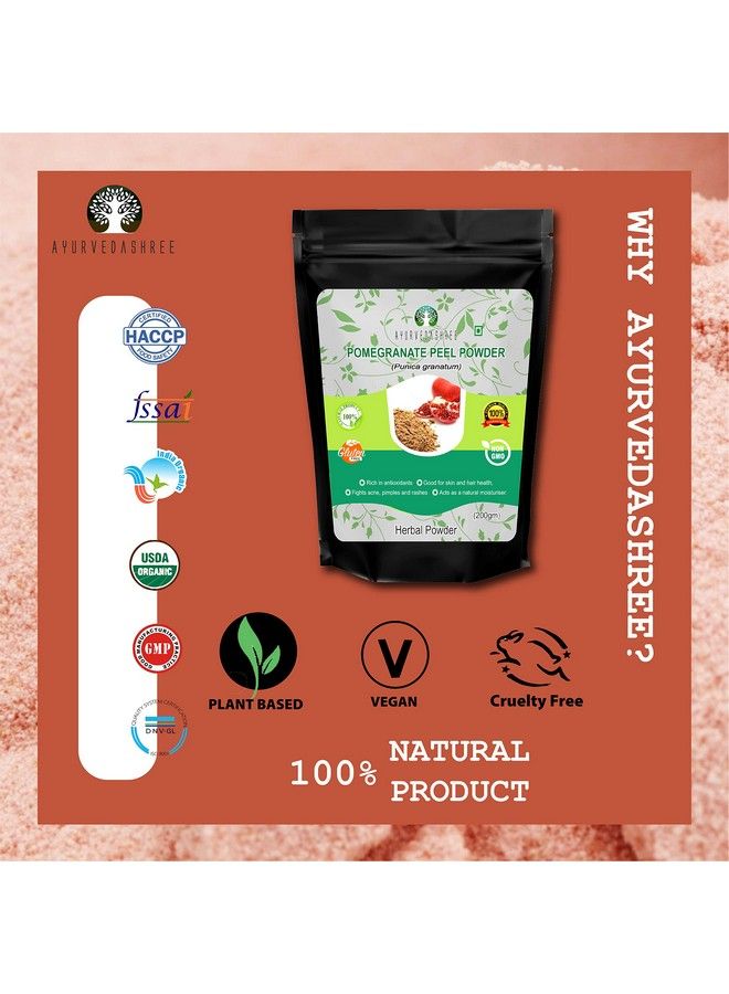 Pomegranate Peel Powder 200 Gm | Antioxidant For Skin | Promotes Youthful Skin | Natural Punica Granatum | Gluten Free & Non Gmo | Skin Care