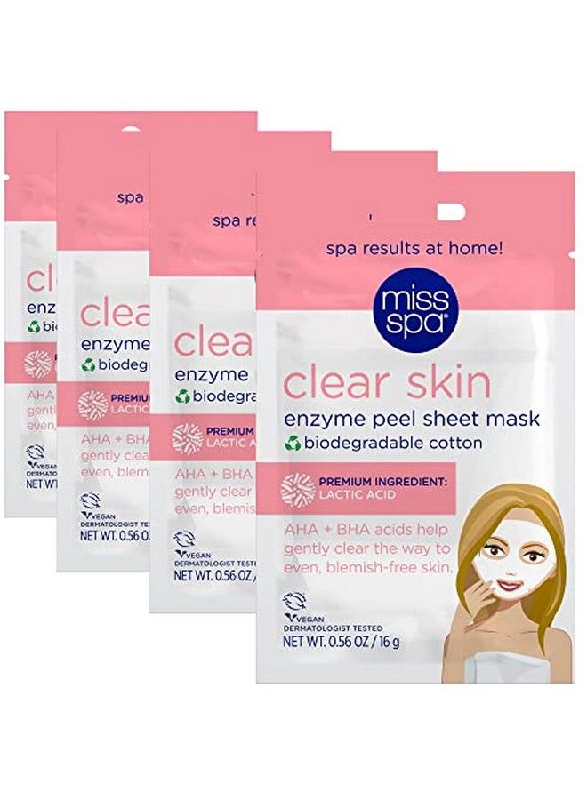 Face Mask Skin Care Clear Skin Enzyme Peel Sheet Mask For Women Exfoliating Sheet Mask For Acne Blemish Free Skin Biodegradable Cotton Sheet Mask Dermatologist Tested 4 Pack