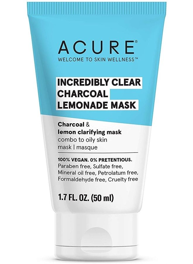 Incredibly Clear Charcoal Lemonade Mask | For Oily to Normal & Acne Prone Skin | Charcoal, Lemon & Clay - Draws Out Impurities | 1.7 Fl Oz