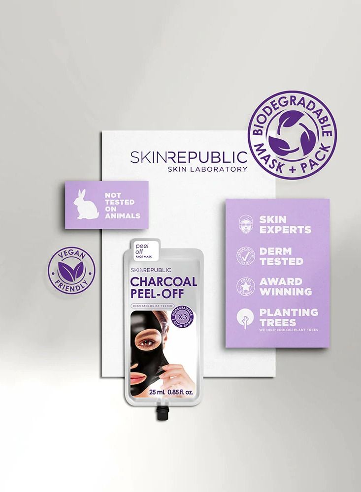 Charcoal Peel-Off Mask (9 Applications) – Deep Cleansing Face Mask with Green Tea & Lemon, Removes Blackheads & Dirt, Exfoliates, Brightens, Refines Pores, Clears Skin & Enhances Complexion