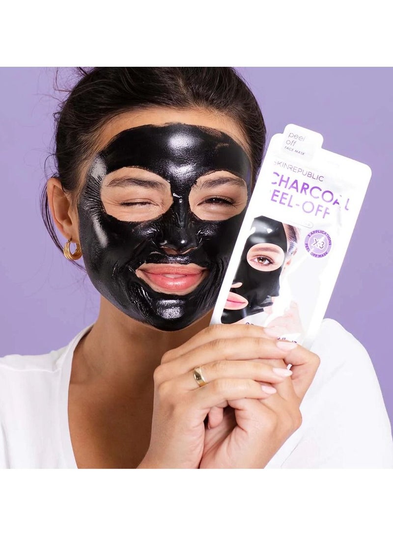 Charcoal Peel-Off Mask (9 Applications) – Deep Cleansing Face Mask with Green Tea & Lemon, Removes Blackheads & Dirt, Exfoliates, Brightens, Refines Pores, Clears Skin & Enhances Complexion