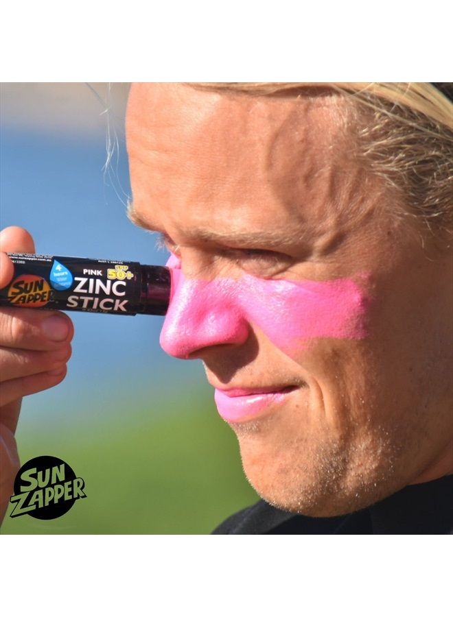 Zinc Oxide Sunscreen Stick Mineral Pink SPF 50+ Water Resistant for Face & Body, Adults, Kids (0.42 Oz, 12g) Broad Spectrum Sun Block, Made in Australia