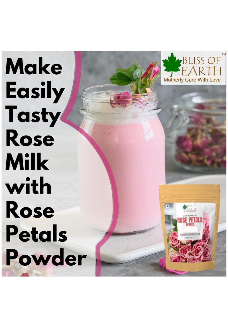 Bliss Of Earth Pure Natural Rose Petals Powder 2 Of 453GM  Great For Face & Skin Pack Of 2