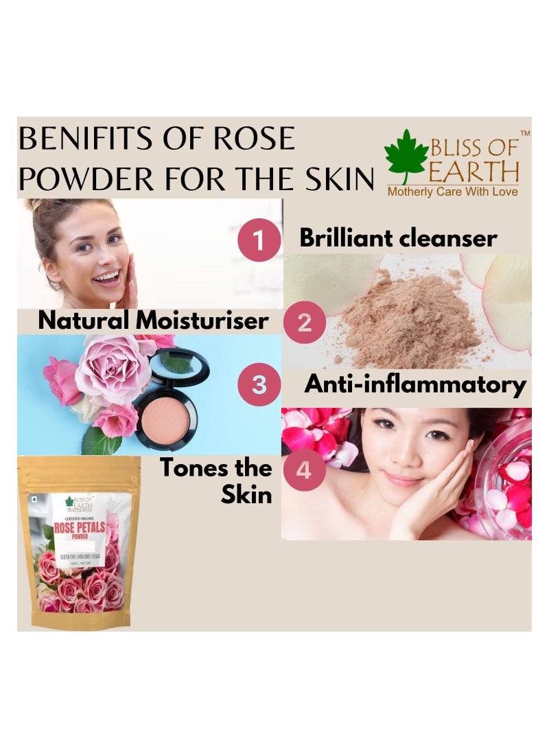 Bliss Of Earth Pure Natural Rose Petals Powder 2 Of 453GM  Great For Face & Skin Pack Of 2