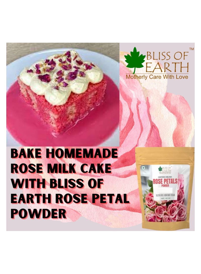 Bliss Of Earth Pure Natural Rose Petals Powder 2 Of 453GM  Great For Face & Skin Pack Of 2