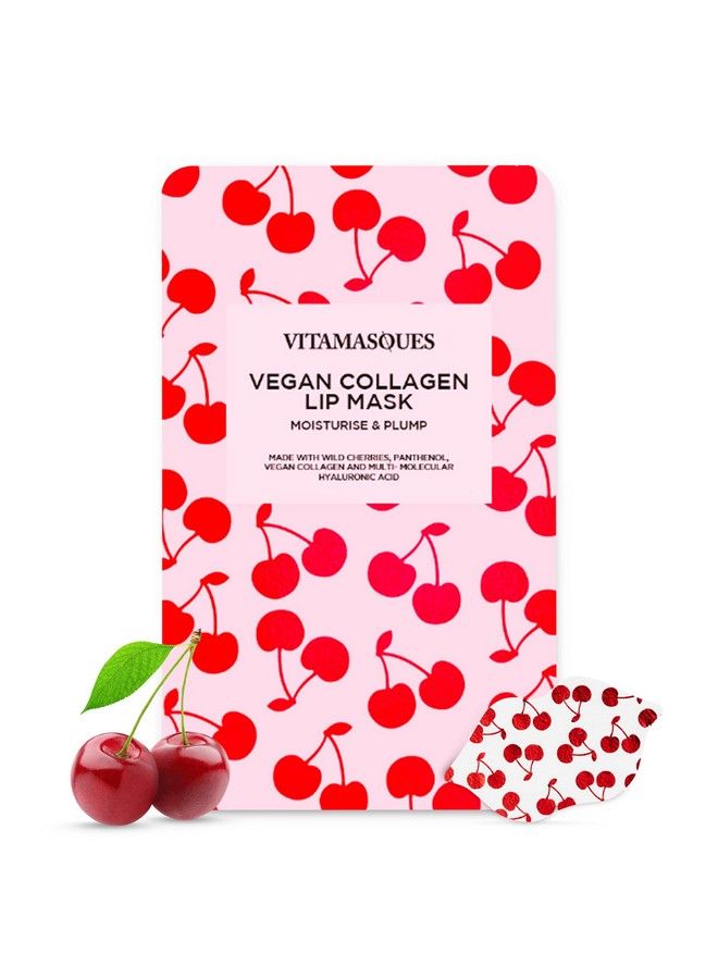 Lip Mask Cherry Vegan Collagen by Vitamasques 3Pack Lip Plumper is Moisturizing Repairing for Dry & Chapped Lips Nourishing & Hydrating Wild Cherries & Hyaluronic Acid Vegan & CrueltyFree