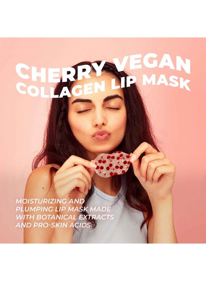 Lip Mask Cherry Vegan Collagen by Vitamasques 3Pack Lip Plumper is Moisturizing Repairing for Dry & Chapped Lips Nourishing & Hydrating Wild Cherries & Hyaluronic Acid Vegan & CrueltyFree