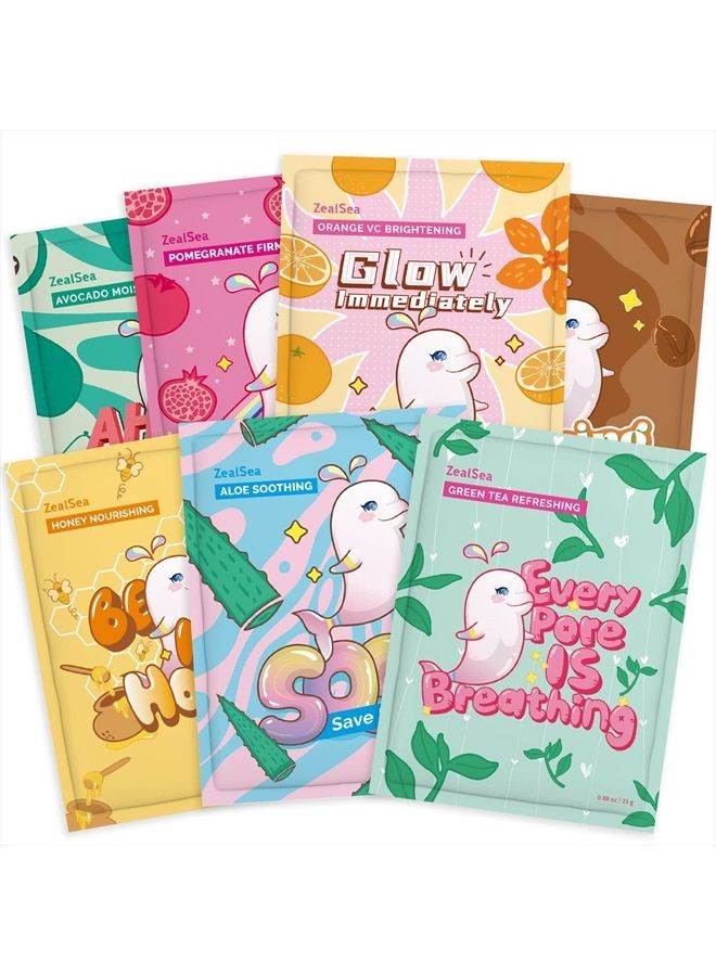 Sheet Mask Face Mask Skin Care (Pack of 7) Beauty Facial Mask Kids Spa Face Mask Birthday Party gifts Women, kids Girls Skincare - Hydrate, Brighten, Moisturize,Soothe for All Skin Types