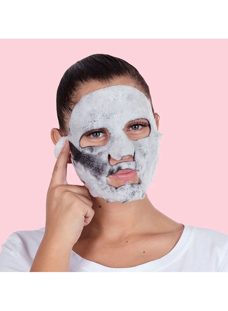 Face Mask Sheet (3 Masks) – Bubble Purifying Serum with Charcoal, Apple & Tea Tree, Fights Pimples, Minimizes Pores, Removes Blackheads, Controls Oil, Exfoliates & Brightens Skin