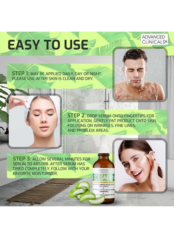 Collagen Instant Plumping Serum for Fine Lines and Wrinkles. 1.75 Fl Oz.