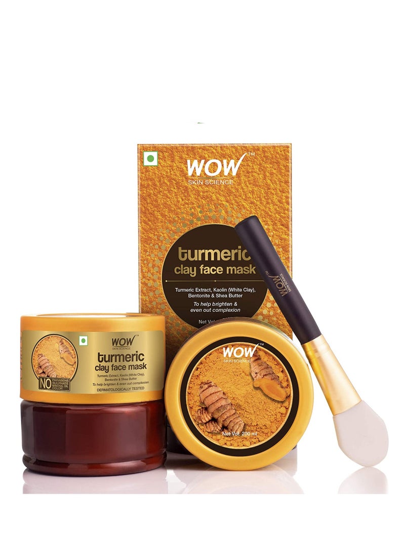 WOW Skin Science Turmeric Clay Face Mask For Helping To Brighten & Even Out Complexion No Parabens, Sulphate, Mineral Oil & Color 200mL