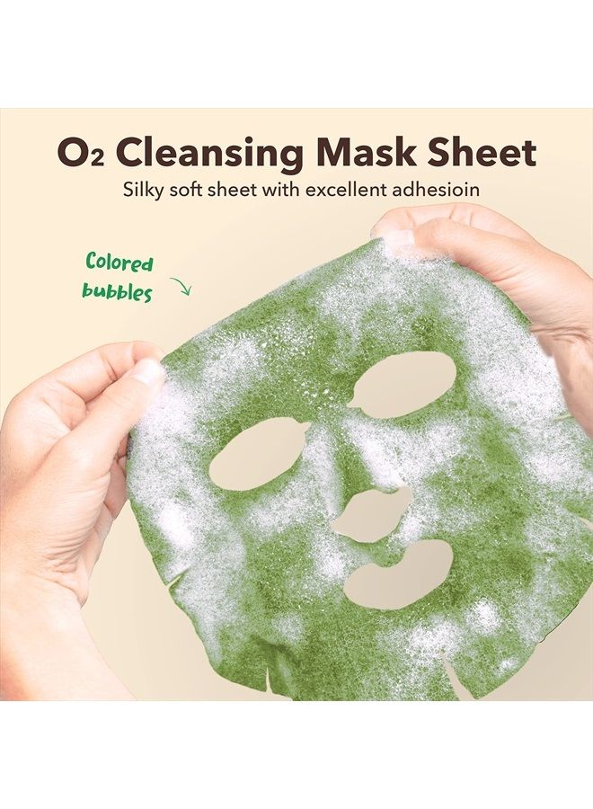 Green Tea Facial Mask Skin Care (5 Pack) - Bubble Face Sheet Mask for Moisturizing and Hydrating - Rich Collagen and Botanical Extracts Soothe and Illuminate Your Skin - Korean Beauty Skin Ma