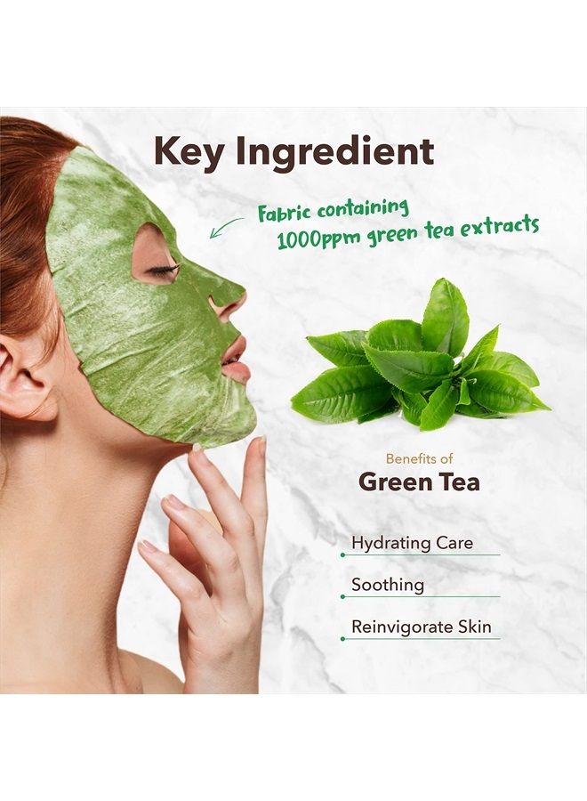 Green Tea Facial Mask Skin Care (5 Pack) - Bubble Face Sheet Mask for Moisturizing and Hydrating - Rich Collagen and Botanical Extracts Soothe and Illuminate Your Skin - Korean Beauty Skin Ma