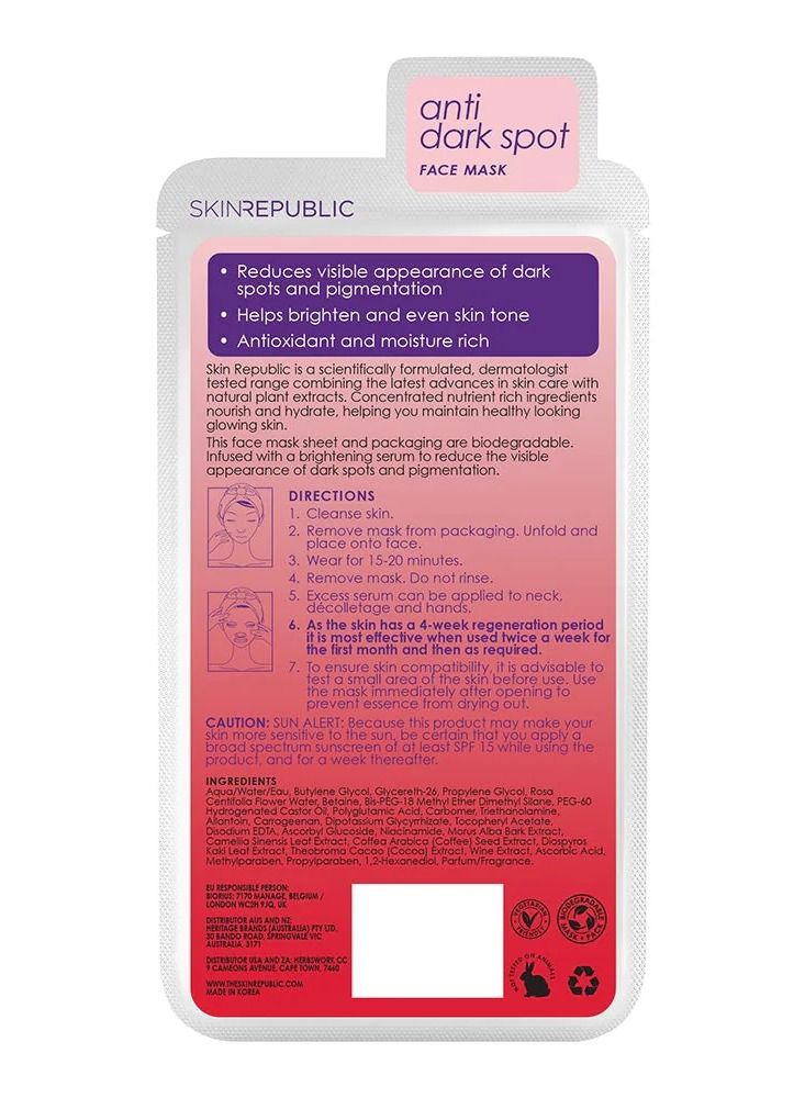 Vitamin C Face Mask Sheet (3 Masks) – Brightening Serum with Coffee Bean & Liquorice, Boosts Collagen, Brightens & Hydrates Skin, Soothes Irritated Skin, Reduces Dark Spots & Pigmentation