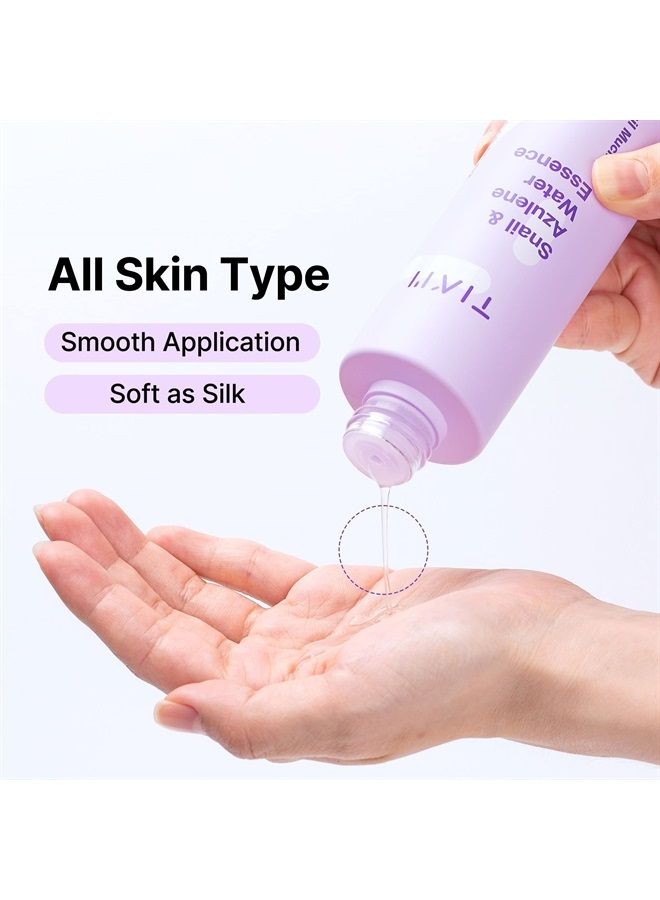 Snail & Azulene Water Essence, Snail Essence,Snail Essence, Hydrating Toner for Face with Snail Secretion Filtrate, Repair Damaged Skin, Snail Mucin, 6.1 fl oz