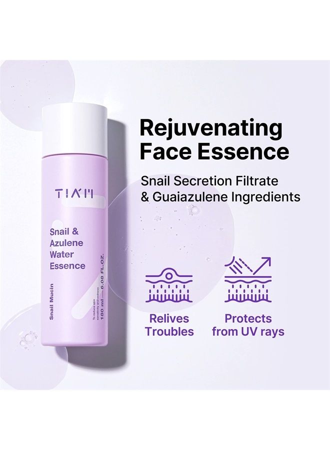 Snail & Azulene Water Essence, Snail Essence,Snail Essence, Hydrating Toner for Face with Snail Secretion Filtrate, Repair Damaged Skin, Snail Mucin, 6.1 fl oz