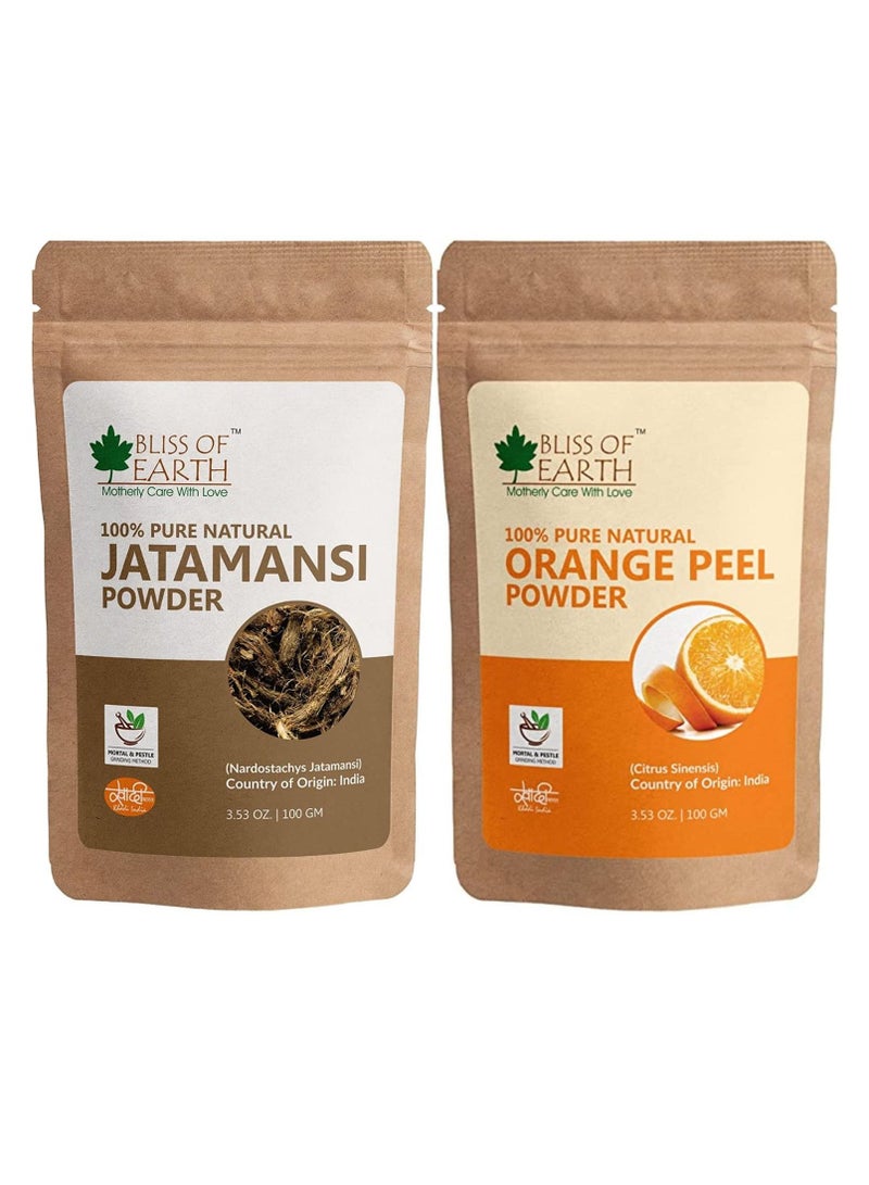 Bliss Of Earth Natural Jatamansi Powder Orange Peel Powder 100GM Pack Of 2