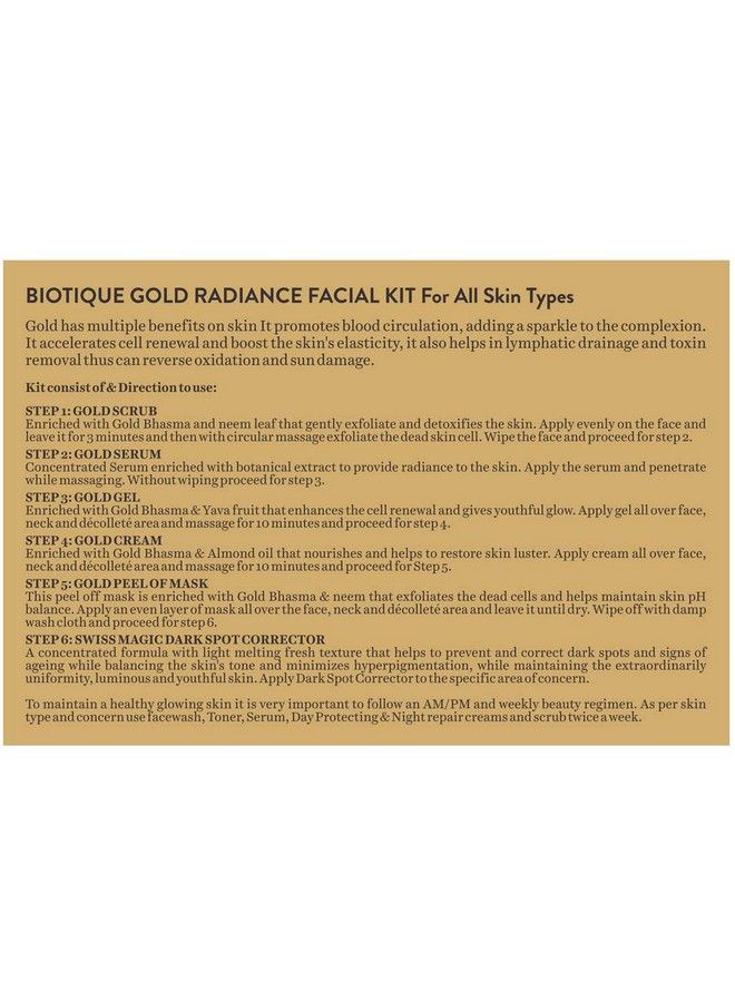 Gold Radiant Youth Skin Facial Kit Complete 6 Step Facial Kit 65G (Pack Of 2)