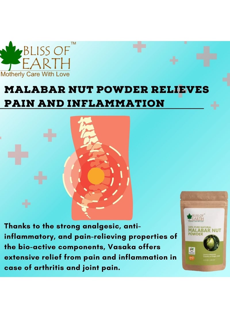 Pure & Natural Malabar Nut Powder Adusa Powder 100GM Vasika Powder Healthy Skin Natural Blood Purifier joint Pain Reliver Balance Pitta & Kapha Doshas Pack of 2